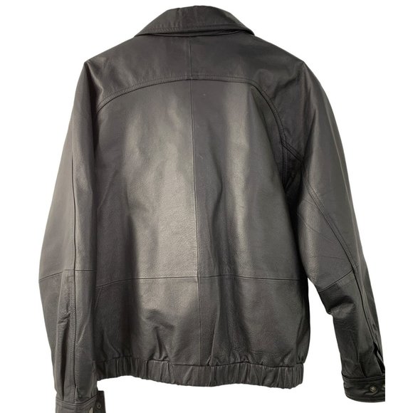 Mens St Johns Bay Black Leather Aviator Jacket Insulated Size Large GUC 6662 - Picture 5 of 13
